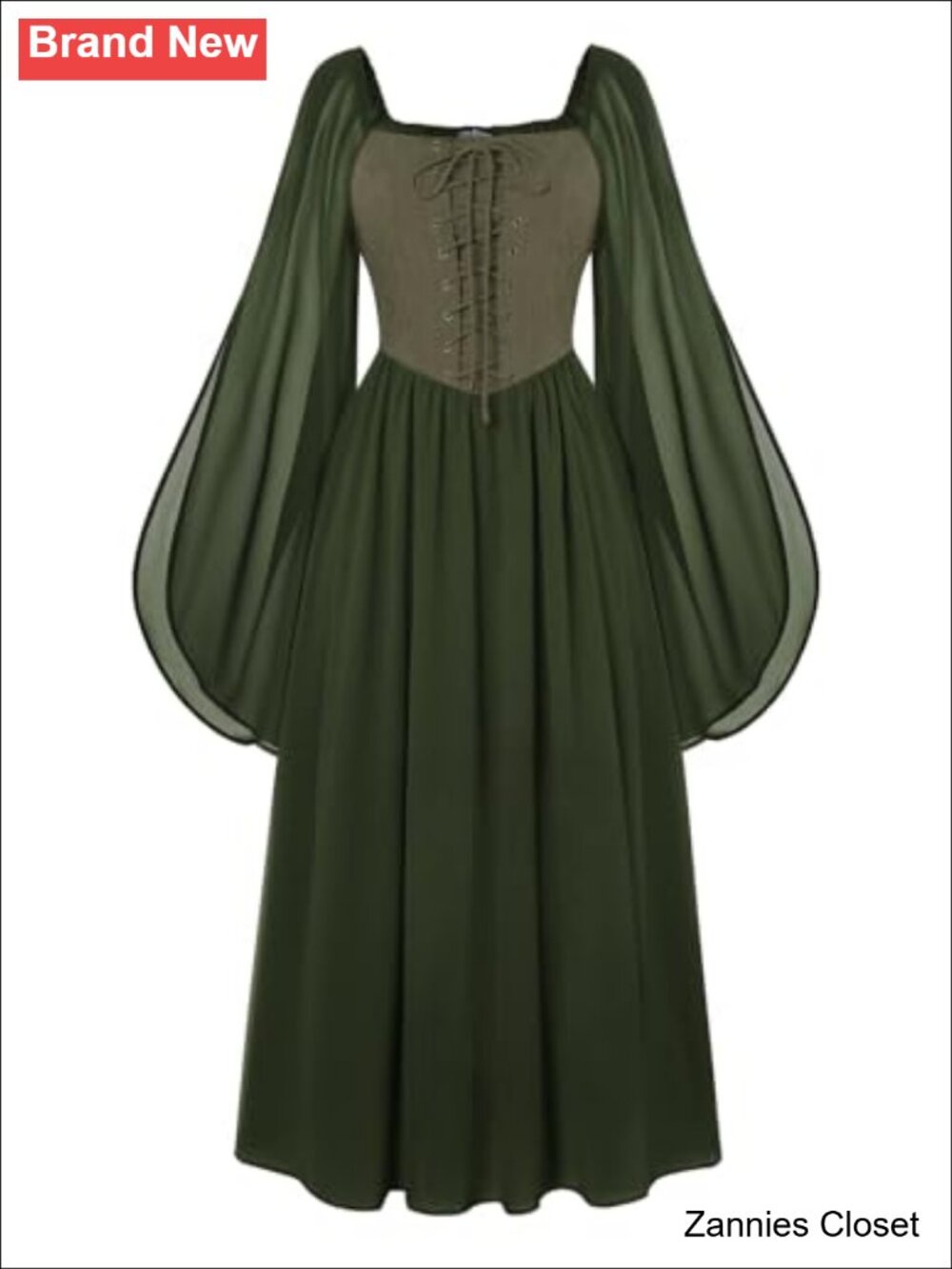 👻 Scarlet Darkness Renaissance Medieval Witch Dress Bell Sleeve